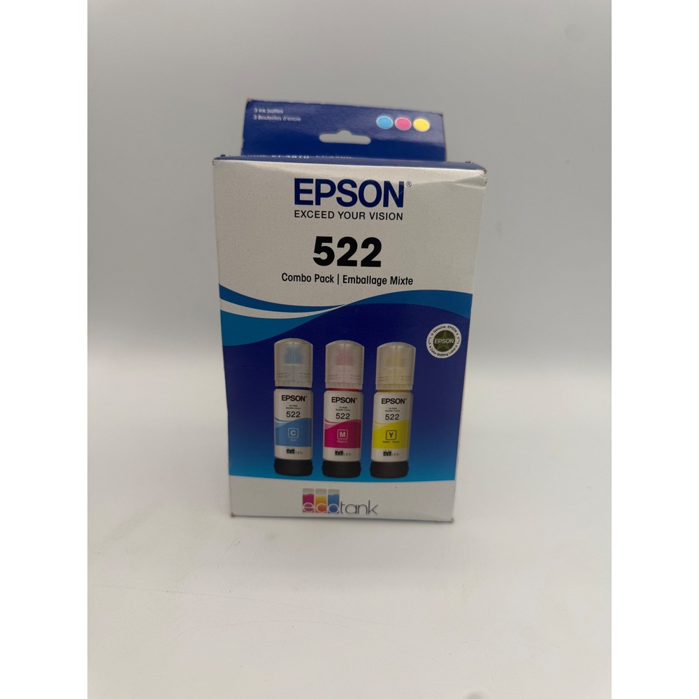 Epson 522 Ink Combo Pack Unisex OS Multi New T522520-CP EcoTank CMY